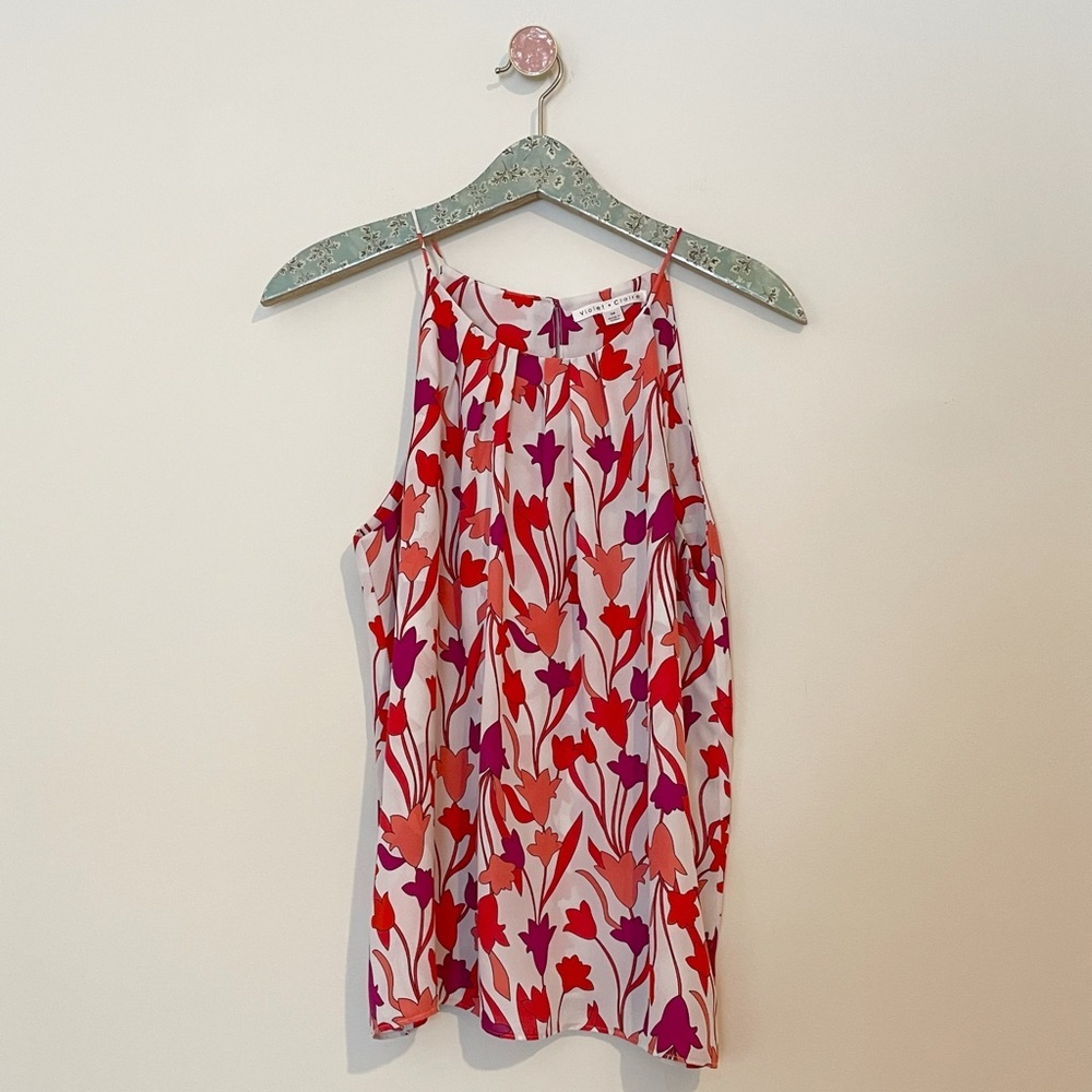 Violet & Claire Pink Floral High Neck Tank